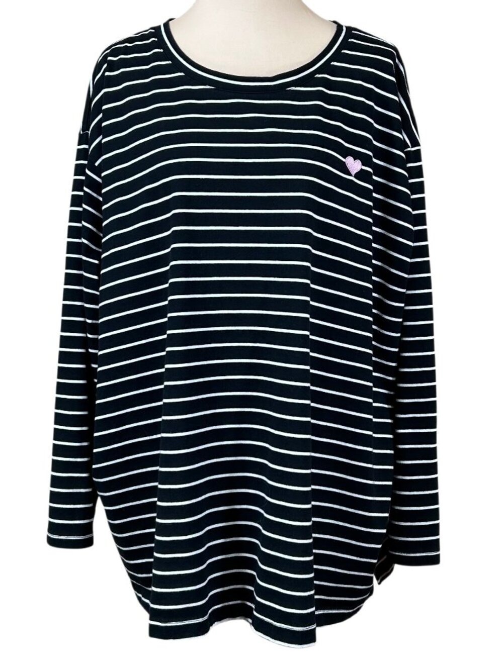 A New Day Black Striped Long Sleeve T-Shirt Size 3X
